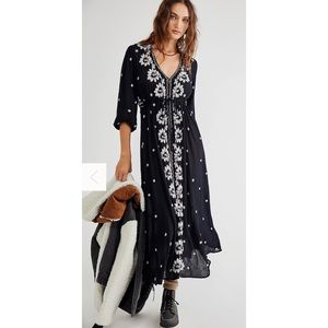 Embroidered Fable Midi Dress - Free People - Black, Small